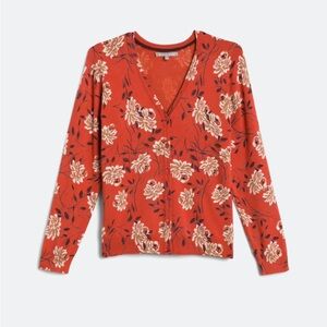 Daniel Rainn Annia V Neck Cardigan in Burnt Orange